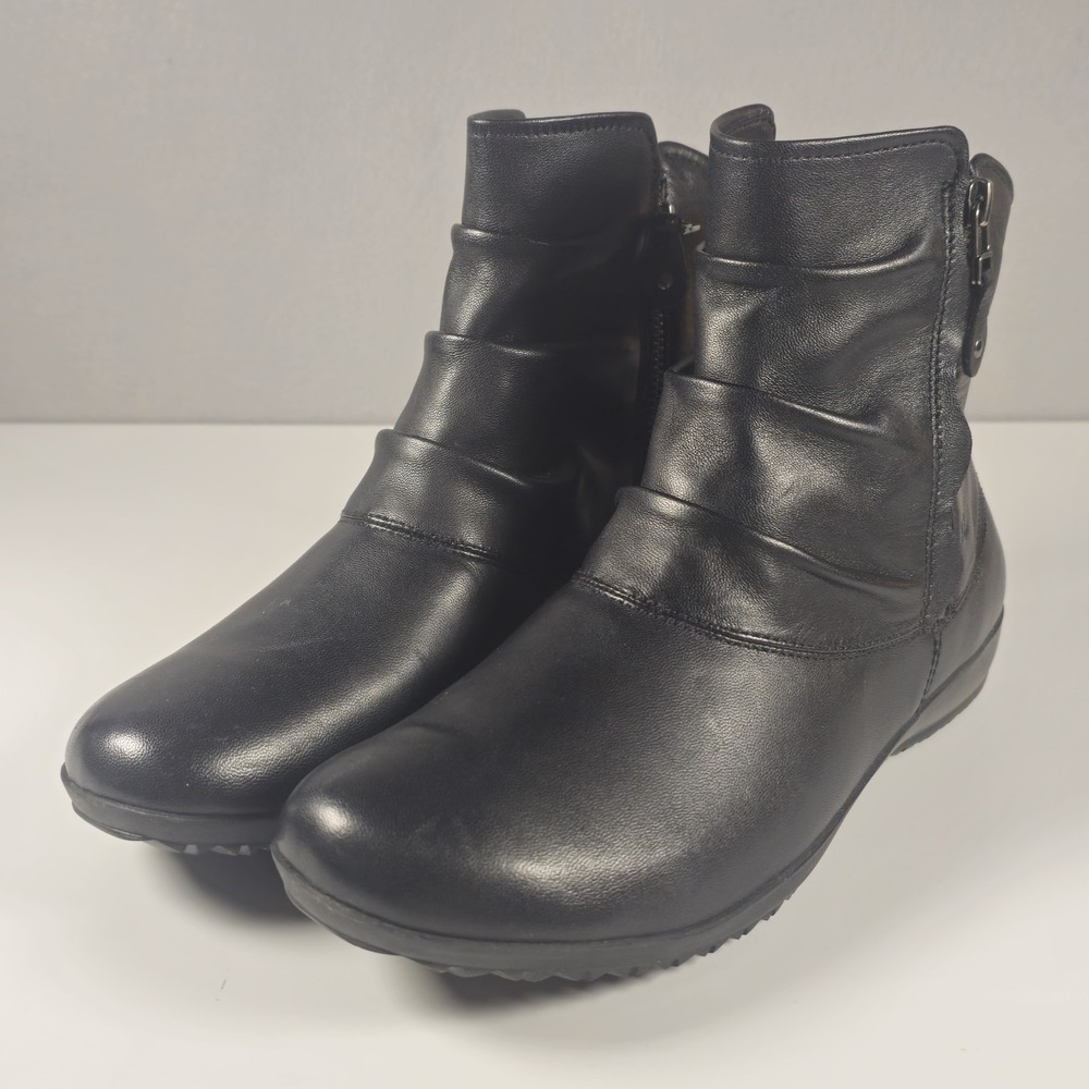 Josef Seibel Naly 24 Women US 9 EU 40 Black Leather Dual Zip Ankle Boots